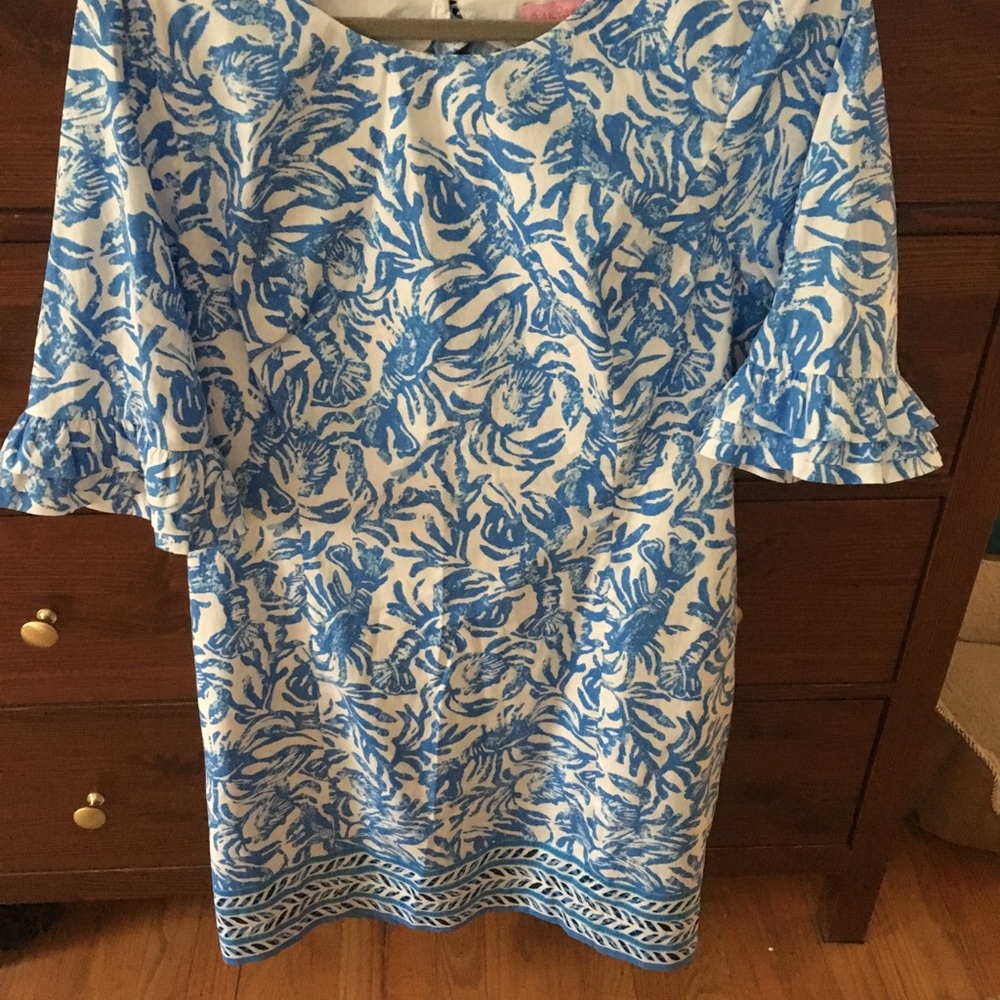 Lilly Pulitzer Blue and White Floral Shift Dress NWT